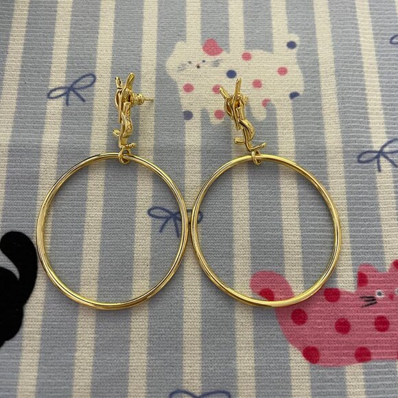 Saint Laurent Gold-Tone Round Earrings - Picture 2 of 5